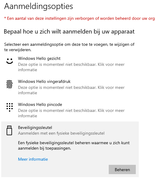 Windows initialisatie FIDO2